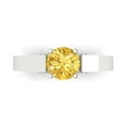 thumbnail image 1 of 1.06 ct Round Cut Natural Citrine Solitaire with Simulated Diamond Accents 18K White Gold Womens Engagement Ring, 1 of 5