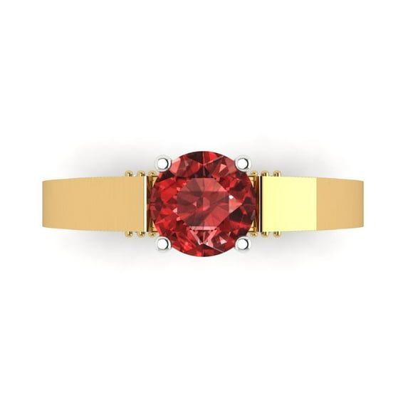 1.06 ctw Solitaire Anniversary Ring for Women | Round Cut Natural Garnet | Hyperallergenic Solid 18K Yellow/White Gold