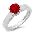 thumbnail image 1 of 1.06 ct Round Cut Natural Garnet Solitaire with Simulated Diamond Accents 18K White Gold Womens Engagement Ring, 1 of 4
