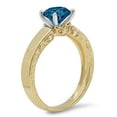 thumbnail image 1 of 1.06 ct Round Cut Natural London Blue Topaz Solitaire Engagement Ring for Women in 18K Yellow/White Gold, 1 of 2