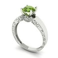 thumbnail image 1 of 1.06 ct Round Cut Natural Peridot Solitaire with Accents Engagement Ring for Women in 14K White Gold, 1 of 2