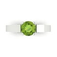 thumbnail image 1 of 1.06 ct Round Cut Natural Peridot Solitaire with Simulated Diamond Accents 14K White Gold Womens Engagement Ring, 1 of 5