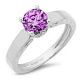 thumbnail image 1 of 1.06 ct Round Cut Simulated Alexandrite Solitaire with Simulated Diamond Accents 14K White Gold Womens Engagement Ring, 1 of 4