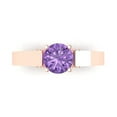 thumbnail image 1 of 1.06 ct Round Cut Simulated Alexandrite Solitaire with Simulated Diamond Accents 18K Rose Gold Womens Engagement Ring, 1 of 5