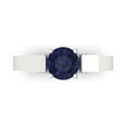 thumbnail image 1 of 1.06 ctw Solitaire with Zirconia Diamond Accents Anniversary Ring for Women | Round Cut Simulated Blue Sapphire | Hyperallergenic Solid 14K White Gold, 1 of 5