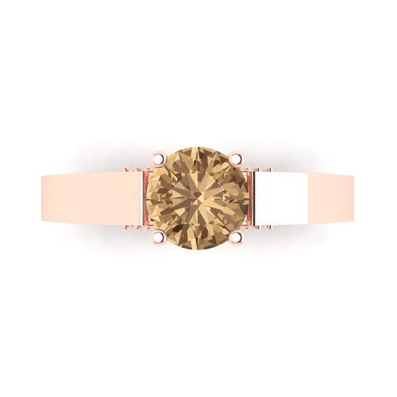 Clara Pucci 14K Rose Gold 1.06ct Champagne Solitaire with Accents Ring