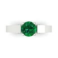 thumbnail image 1 of 1.06 ctw Solitaire with Zirconia Diamond Accents Anniversary Ring for Women | Round Cut Simulated Emerald | Hyperallergenic Solid 18K White Gold, 1 of 5