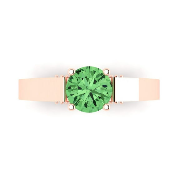 Clara Pucci 14K Rose Gold 1.06ct Green Solitaire with Accents Ring