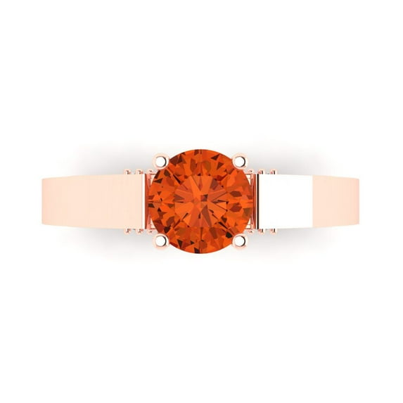 Clara Pucci 14K Rose Gold 1.06ct Red Solitaire with Accents Ring for Women