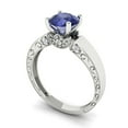 thumbnail image 1 of 1.06 ct Round Cut Simulated Tanzanite Solitaire with Accents Engagement Ring for Women in 14K White Gold, 1 of 2