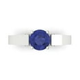 thumbnail image 1 of 1.06 ct Round Cut Simulated Tanzanite Solitaire with Simulated Diamond Accents 18K White Gold Womens Engagement Ring, 1 of 5