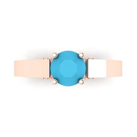 Clara Pucci 14K Rose Gold 1.06ct Turquoise Solitaire with Accents Ring