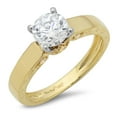 thumbnail image 1 of 1.06 ct Round Cut White Sapphire Solitaire 18K Yellow/White Gold Womens Engagement Ring, 1 of 6