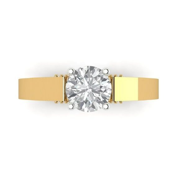Clara Pucci 14K Yellow/White Gold 1.06ct WhiteSapphire Solitaire Ring