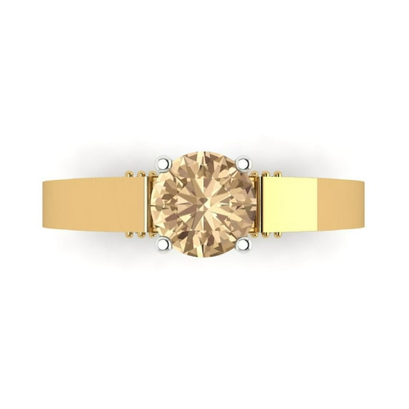 Clara Pucci 14K Yellow/White Gold 1.06ct YellowMoissanite Solitaire Ring