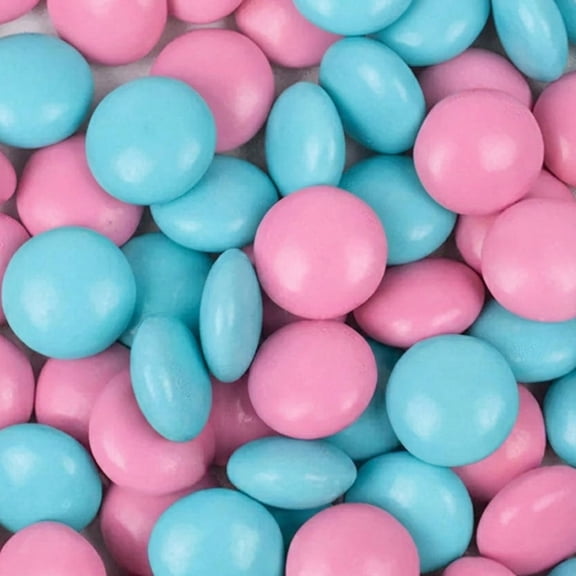 1,060ct Light Blue & Pink Coated Chocolate Gems for Birthdays, Weddings, Candy Buffets & More - 2.5lb