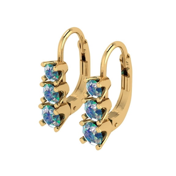 1.06Ct Brilliant Round Cut Drop Dangle Synthetic Moissanite 18K Yellow Solid Solid Gold Everyday Dainty Earrings Lever Back