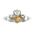 thumbnail image 1 of Clara Pucci 14K White Gold 1.05ct Champagne Claddagh Ring for Women, 1 of 8