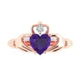 thumbnail image 1 of Claddagh Engagement Ring for Women - 1.06ct Natural Amethyst in 14K Rose Gold Promise Ring, 1 of 6