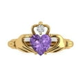 thumbnail image 1 of Claddagh Engagement Ring for Women - 1.06ct Simulated Alexandrite in 14K Yellow Gold Promise Ring, 1 of 8