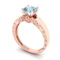 thumbnail image 1 of 1.06 ct Round Cut Natural Swiss Blue Topaz Solitaire with Accents Engagement Ring for Women in 18K Rose Gold, 1 of 2