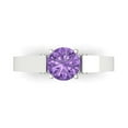 thumbnail image 1 of 1.06 ct Round Cut Simulated Alexandrite Solitaire with Simulated Diamond Accents 18K White Gold Womens Engagement Ring, 1 of 5