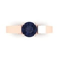 thumbnail image 1 of 1.06 ctw Solitaire with Zirconia Diamond Accents Anniversary Ring for Women | Round Cut Simulated Blue Sapphire | Hyperallergenic Solid 18K Rose Gold, 1 of 5
