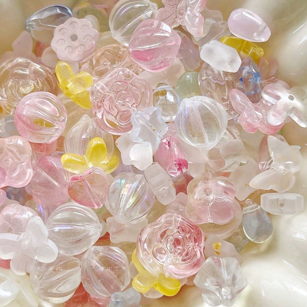 1.06oz Mixed Color Glass Beads for DIY Jewelry Making, Large Hole ...