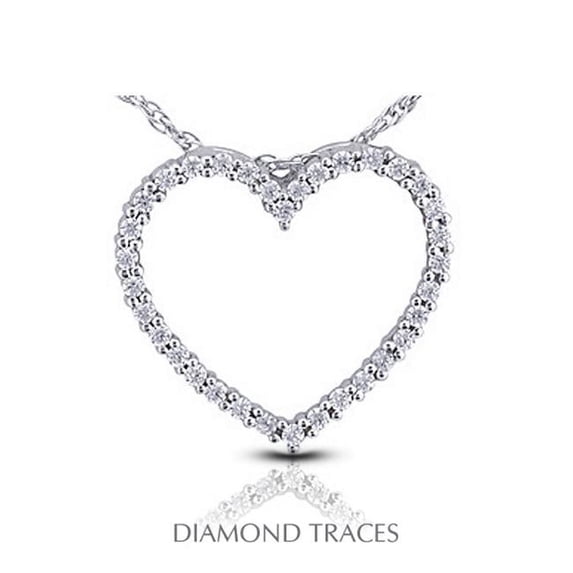 1.07 Carat Total Natural Diamonds 14K White Gold Prong Setting Heart Shape Fashion Pendant