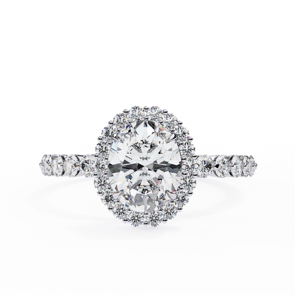 1.08 CT Oval Cut IGI Certified Lab Created Diamond Halo Style Wedding Ring, 18k White Gold Engagement Promise Ring For Women
