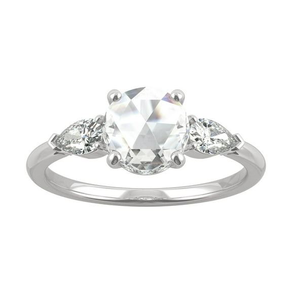 1.08 CTW DEW Round Near-Colorless Moissanite Three-Stone Engagement Ring