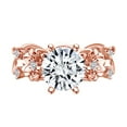 thumbnail image 1 of AFFY 1.08 Carat(Cttw) Round Moissanite & Natural Diamond Two Flowers Engagement Ring 14K Solid Rose Gold Ring Size-5, 1 of 2