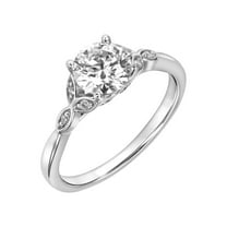 1.08 Carat DEW Moissanite 10K White Gold Floral Engagement Ring
