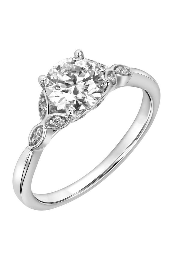 1.08 Carat DEW Moissanite 10K White Gold Floral Engagement Ring