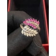 thumbnail image 1 of 1.08 Cts Marquise Shape Natural Diamonds Ruby Double Leaf Ring In 14K White Gold, 1 of 13
