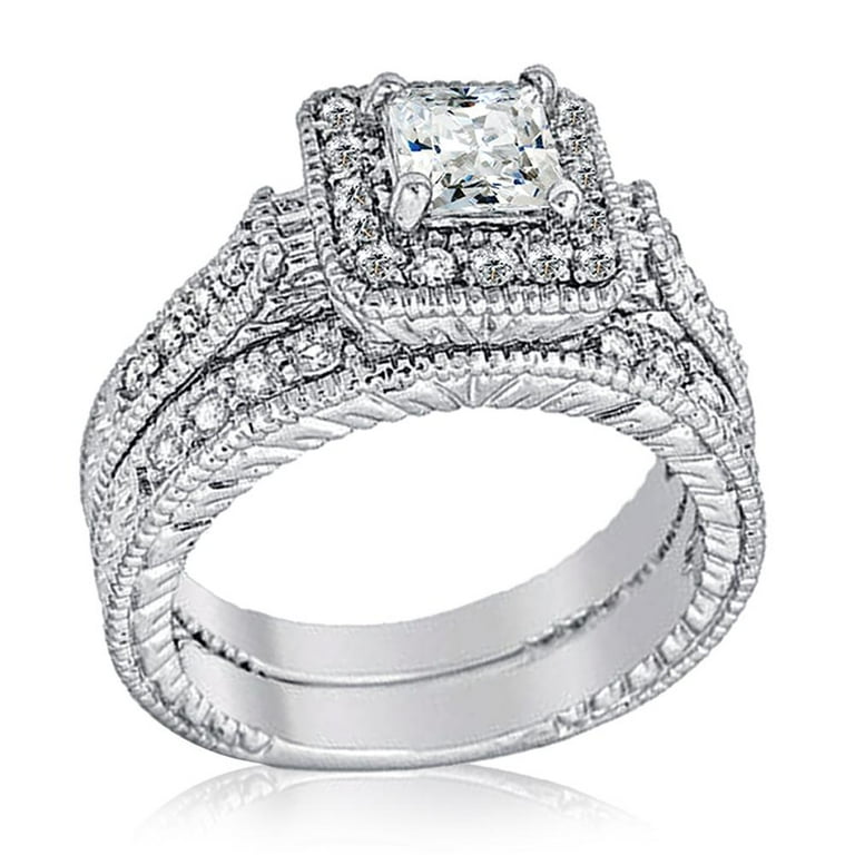Cz vintage best sale wedding ring sets
