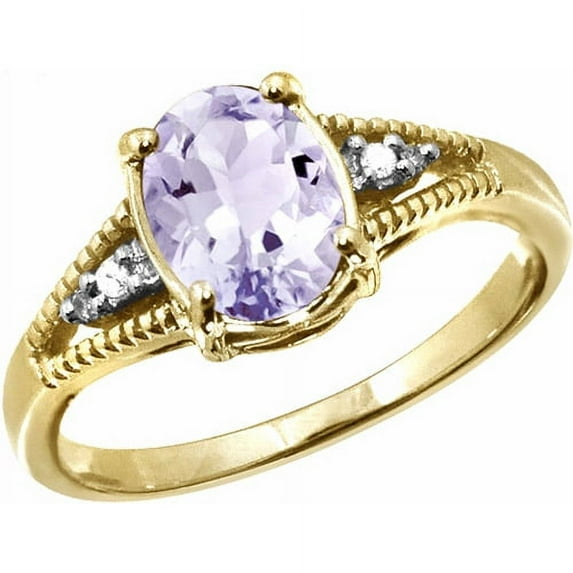 1.09 Carat Pink Amethyst Gemstone and 1/20 Carat White Diamond Ring