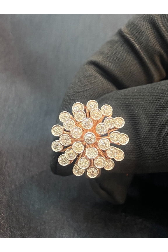 1.09 Cts Round Brilliant Cut Natural Diamonds Snowflake Wedding Ring In Hallmark 14K Rose Gold