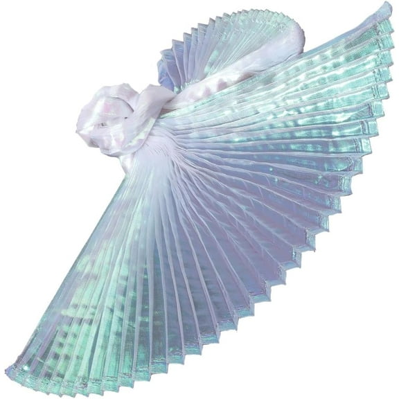 1.09 Yards 57 Inch Blue Iridescent Pleated Mesh Fabric Ruffle Organza Sheer Tulle Transparent Chiffon Trimming Lace Edging Polyester Trim