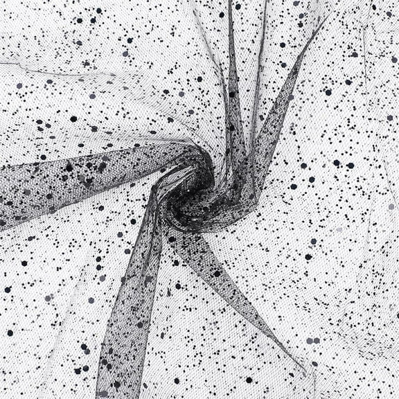 1.09 Yards 59 Inch Black Glitter Sequin Mesh Sparkle Paillette Organza Material Sheer Transparent Tulle Shiny Polyester Lace Fabric