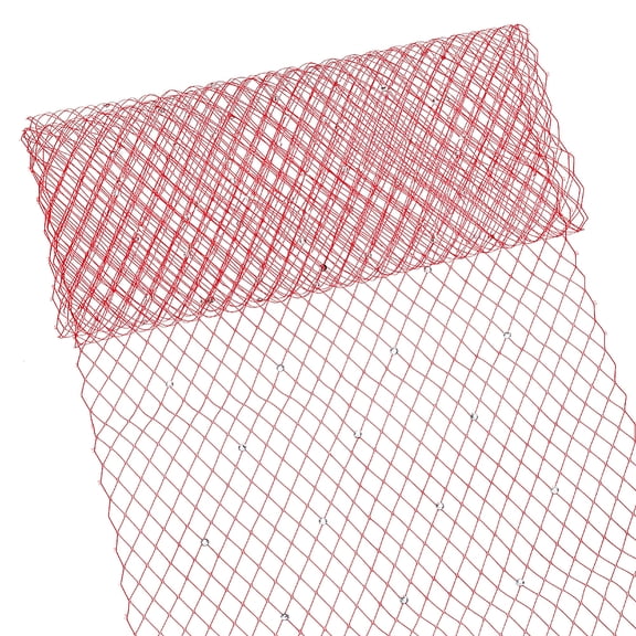 1.09Yard Veil Netting Fabrics with Rhinestone 9.84inch Wide Cerise Bridal Wedding Veils Net Polyester Rhombus Birdcage Veil Netting Hat