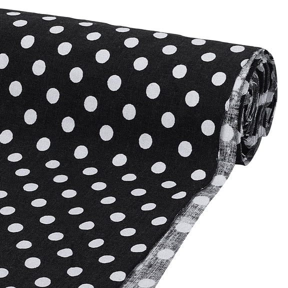 1.09Yards Black White Polka Dot Cotton Fabric 62inch Wide Wide Dots Printed Craft Fabric Rectangle Cotton with 6mm Polka Dots Pattern Clothes Craft Material