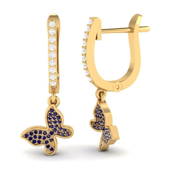 Sapphire Butterfly Drop Earrings in Sterling Silver Gemstone Jewelry