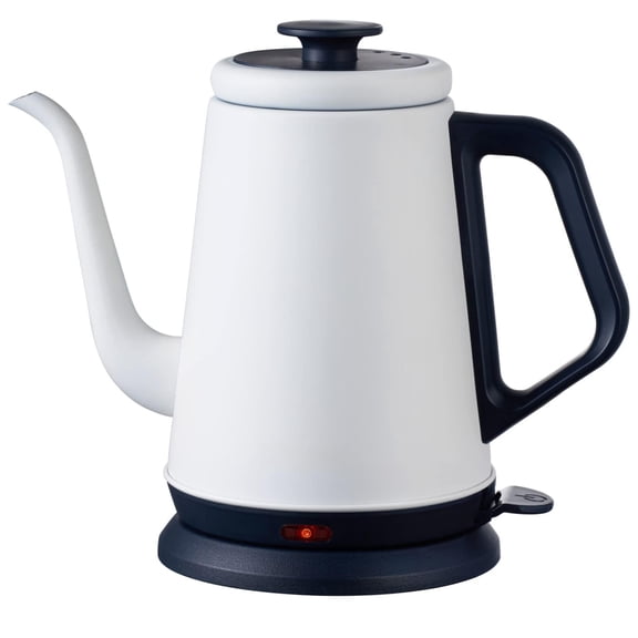 1.0L White Gooseneck Electric Tea Kettle 304 Stainless Steel for Pour Over Coffee and Tea