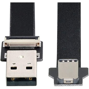 Up Angled USB 2.0 A-Male To Micro USB 5-Pin Male Data Cable – Flat FPC, Multiple Lengths