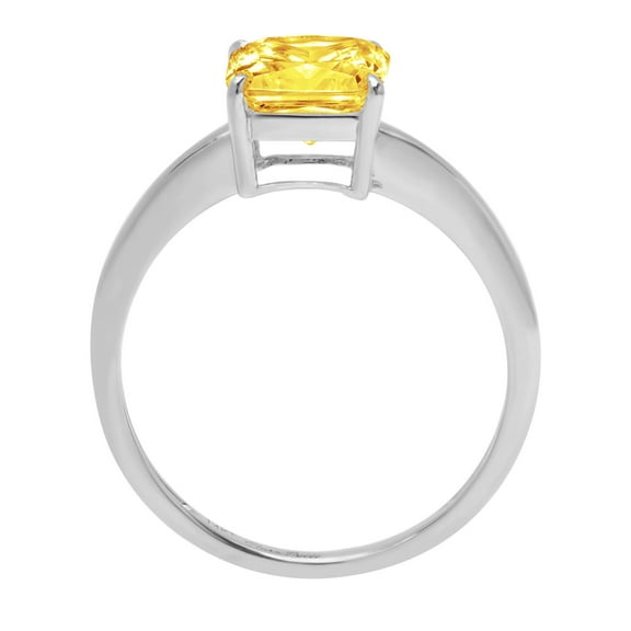 1 ct Asscher Cut Simulated Yellow Diamond Solitaire Engagement Ring for Women in 18K White Gold