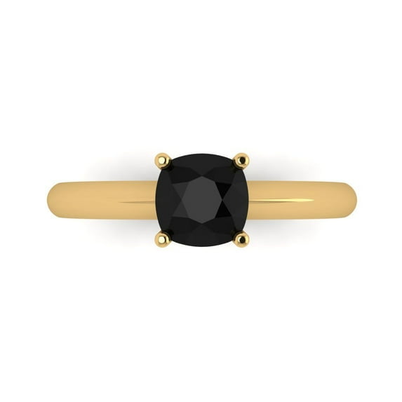 Clara Pucci 14K Yellow Gold 1ct Onyx Solitaire Ring for Women