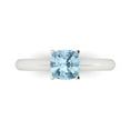 thumbnail image 1 of 1.0ct Cushion Cut Blue Crystal 18k White Gold Engraving Statement Bridal Wedding Solitaire Designer Ring Size 5.5, 1 of 5