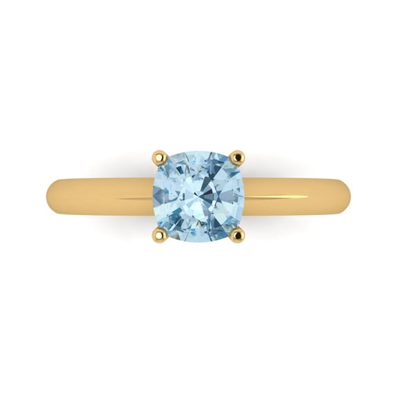 Clara Pucci 14K Yellow Gold 1ct SkyBlueTopaz Solitaire Ring for Women