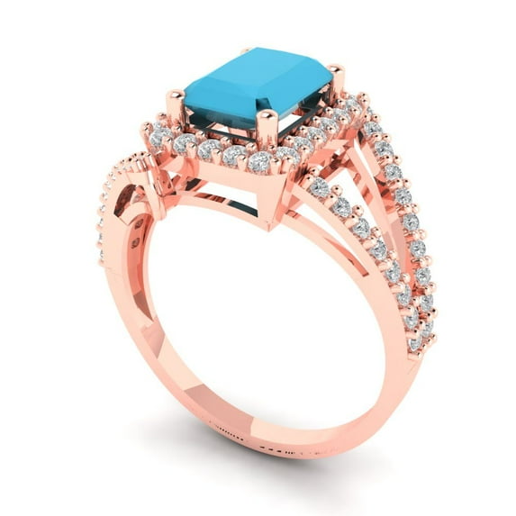 1.0ct Cushion Cut Blue Natural Swiss Blue Topaz 14k Pink Rose Gold Engraving Statement Bridal Wedding Designer Ring Size 6.5